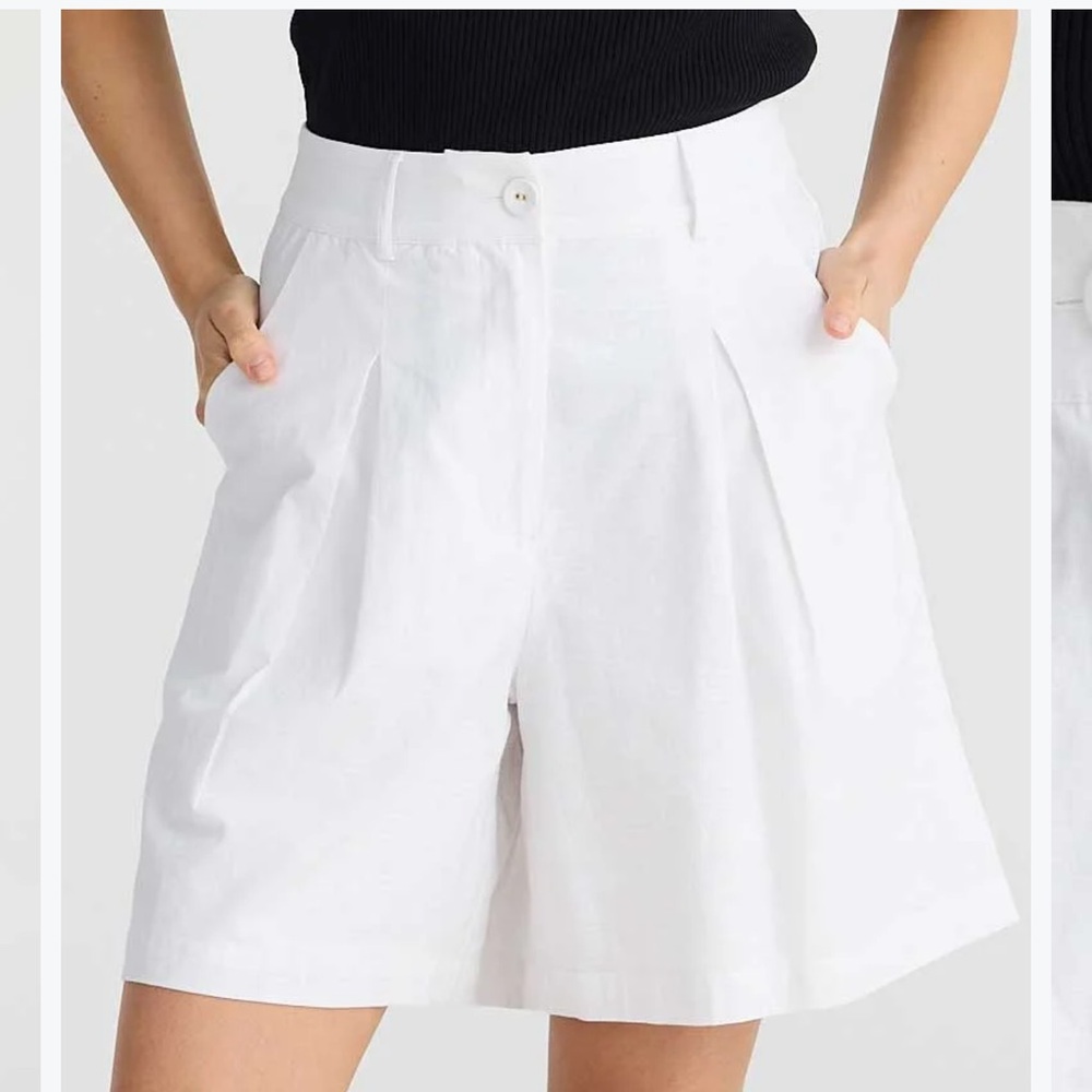 Brave + True Eden  Linen  Cotton Shorts White NWT